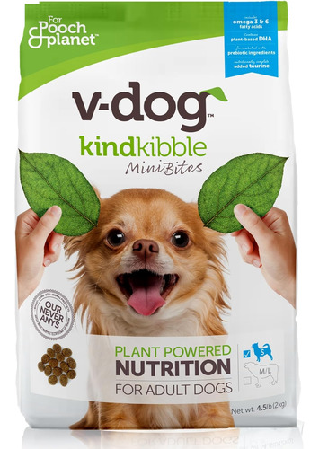 V-dog Vegan Mini Kibble Dry Dog Food (4.5 Lb) Small Breed Do