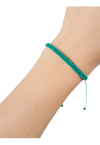 Pulsera Unisex Macramé Hilo Encerado Nudo Plano Verde