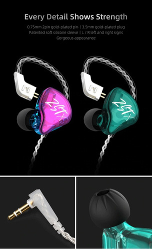 Kz Zst X Audifonos Pro Sin Micro + Estuche In Ear Verde
