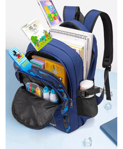 Mochila ortopédica impermeable para niños Astronaut, grados 3-6, color azul