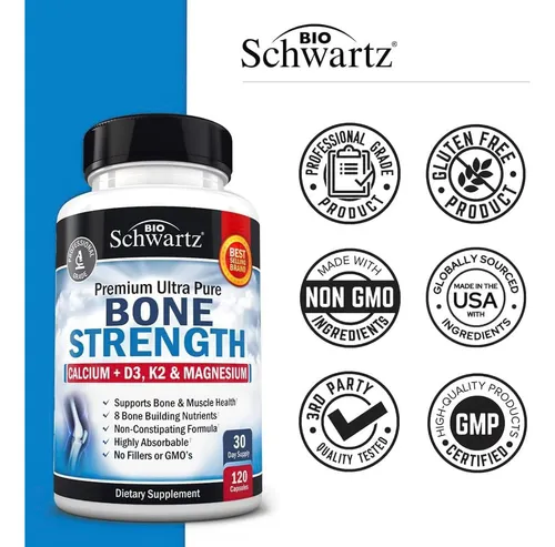 Suplemento Bone Strength Bioschwartz Con Calcio D3 K2 120 Ca
