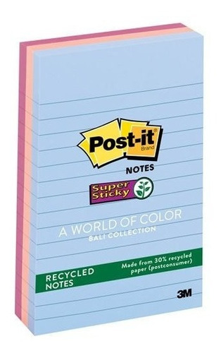 3m Post It Notas Adhesivas Color Bali De 4 X 6  Super Sticky