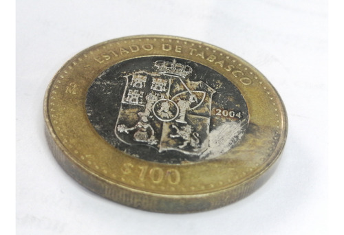 Moneda Bimetalica Estado De Tabasco Plata Ley 925 