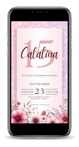 Invitación Digital Tarjeta Quince Años Flores