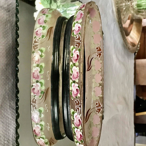 Imagen 5 de 8 de Antigua Peinera De Cristal Veneciano Pintada A Mano