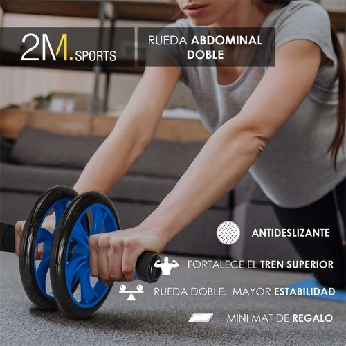 Imagen 3 de 10 de Rueda Abdominales Doble + Mini Mat De Regalo Entrenamiento