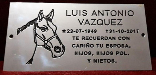 Placa Recordatoria Cementerio 10x20 Exterior Cabeza Caballo