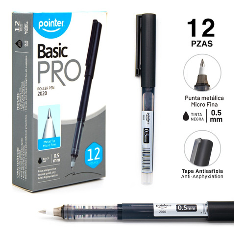 Bolígrafo Roller 0.5 Mm Basic Pro Pointer Pack 12 Pcs