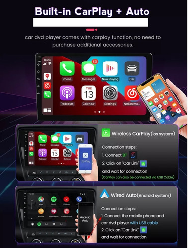 Autoradio Android Con Carplay Y Android Auto - 4 Ram + 64 Gb