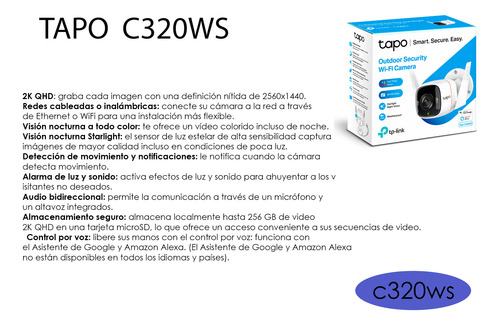 Camara Wifi Vigilancia Seguridad Remota App C320ws Vídeo 2k