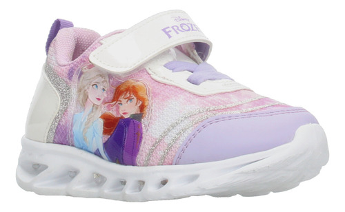 Tenis Niña Frozen Lila Disney Princesas Luces Led Ajustable Cómodo Infantil T18-22