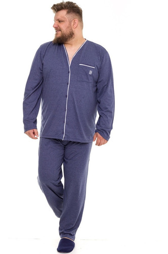 Pijama Masc Plus Size Aberto Com Botões Borth Evanilda  0010