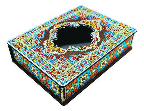 Pintura Con Diamantes Caja De Madera Y Espejo Decoracion Dyi