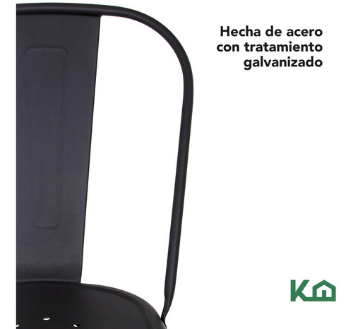 Silla Tolix Set De 2 Piezas Acero Galvanizado Comedor Restaurante Exterior Color Negro Kingshouse