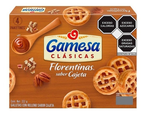 Galletas Florentinas Gamesa Sabor Cajeta 332g