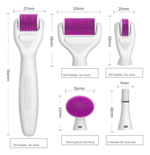 Set Derma Roller 6 En 1 Renueva, Reafirma, Colageno, Acné