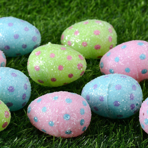 12 Huevos Plástico Para Pascua Para Rellenar Puntos Brillito