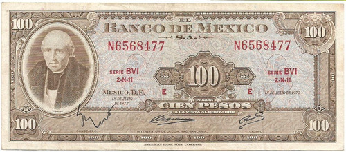 Mexico 100 Pesos 1973 Pick 61 Usado