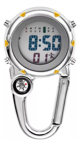 Reloj De Bolsillo Unisex Con Mosquetón Digital. Color Amarelo