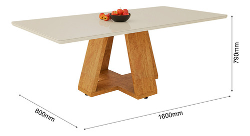 Mesa De Jantar Luxo 6 Lugares Tampo Mdf Com Vidro Resistente