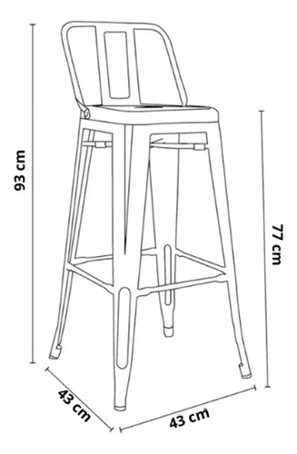 Pack 2 Piso De Bar Tolix 77 Cm Altura