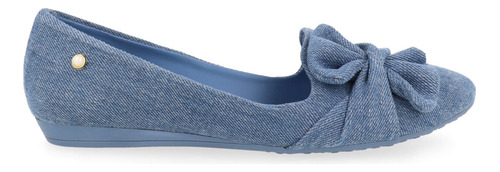 Ballerina Casual Vazza Color Azul Denim Moño Para Mujer