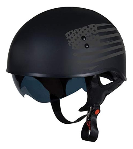 Torc T59 Spec-op Medio Casco Con 'flag Graphic (flat Black, 