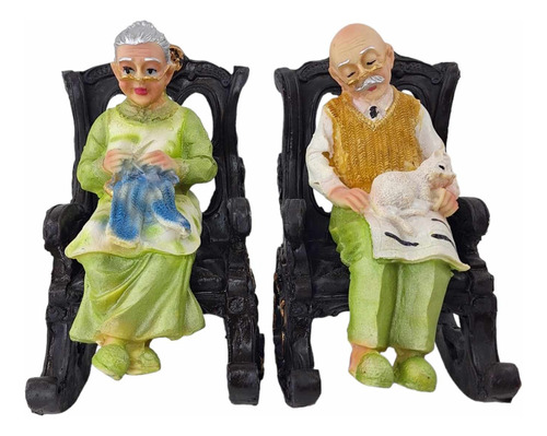 Abuelos Sentados Figura En Resina Sabiduría Y Cariño 20 Cm 