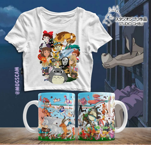 Imagen 9 de 10 de Plantillas Tazas Polos Estudio Ghibli Sublimación Mockup