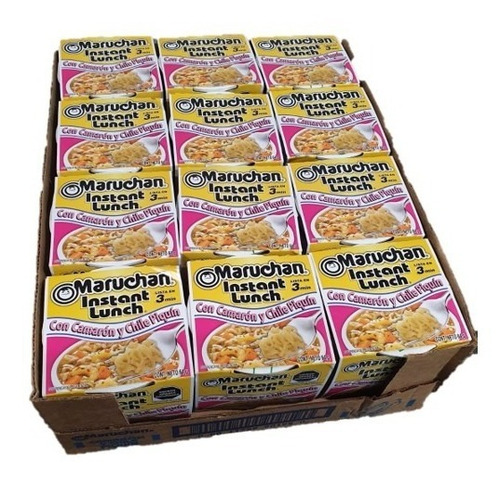 Caja Sopa Instantánea Maruchan Camarón Y Chile Piquín 12 Pz
