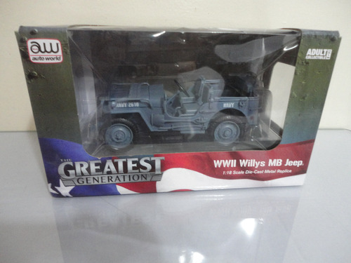  Jeep Willys Mb Navy 1941. 1/18 Autoworld.edc Limit.en Caja.