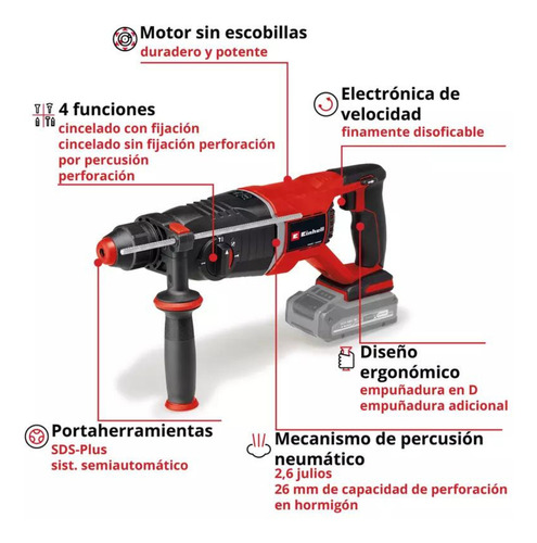 Rotomartillo 18v Sds Plus Tp-hd 18/26 D Li Bl Solo Einhell Color Rojo 50 Hz