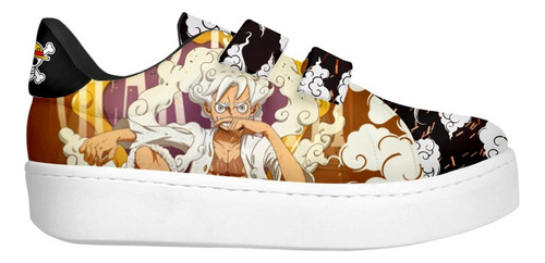 Tenis Luffy Gear 5 Negro One Piece Velcro Infantil