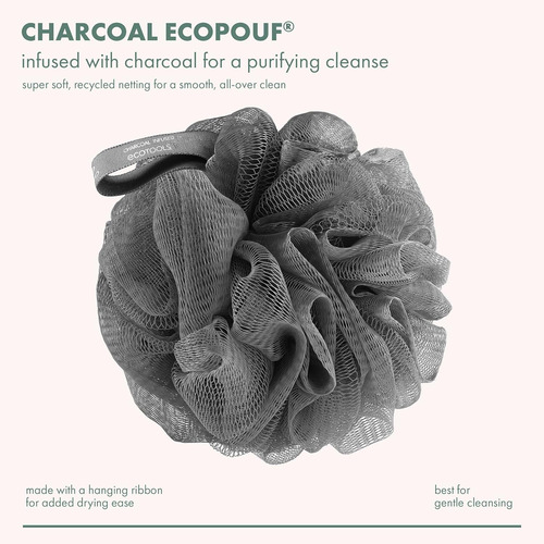 Ecotools Ecopuf De Carbón, Esponja De Lufa Para Baño Y Ducha