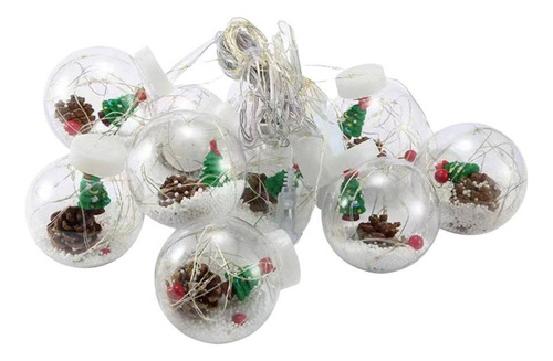 Luces Led Cortina Con 10 Esferas Navideñas Decorativas