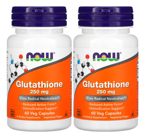 Glutathione Glutationa 250mg Now Foods 60cap Veg 2un Sabor Sem sabor