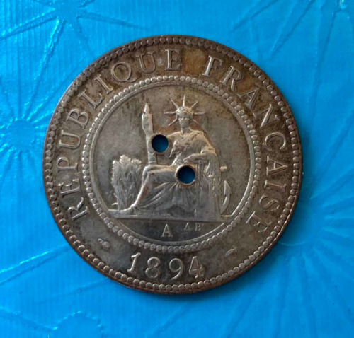 Moneda Indo China Francesa 1 C Piastre -1894-