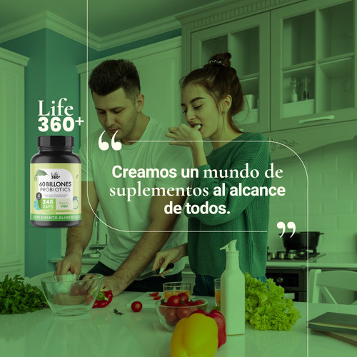 Imagen 5 de 6 de Probioticos 60 Billones Con 4 Cepas Y 240 Capsulas Life360+
