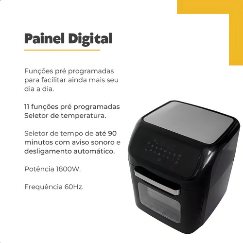 Fritadeira Elétrica Agratto 5 Em 1 Preto 12l Digital