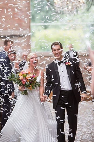 Lanzadores De Confeti Metálico Color Blanco. 6 Piezas. Boda