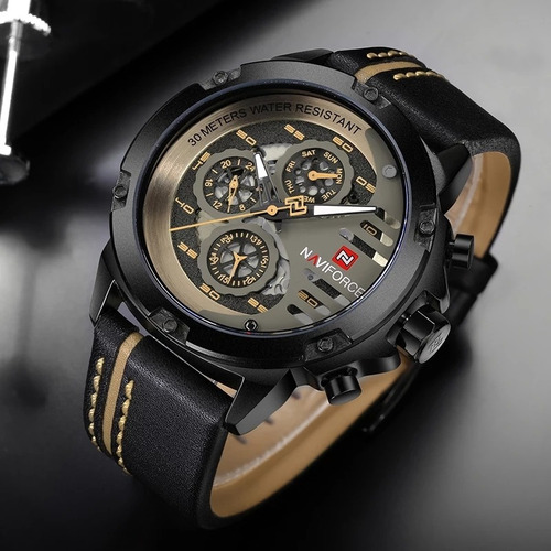 Reloj Hombre Naviforce 9110 Lujo Deportivo Cuero Original