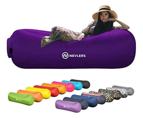 Nevlers Purple Inflable Lounger Hangout Sofá Cama Con Bolsa