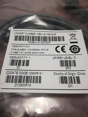 Imagen 8 de 8 de Cable Usb Para Lector De Código De Barras Cba-u01 S07zar