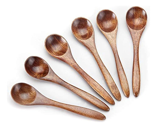 Cucharas De Madera Pequeñas, 6 Cucharaditas De Madera Sevens