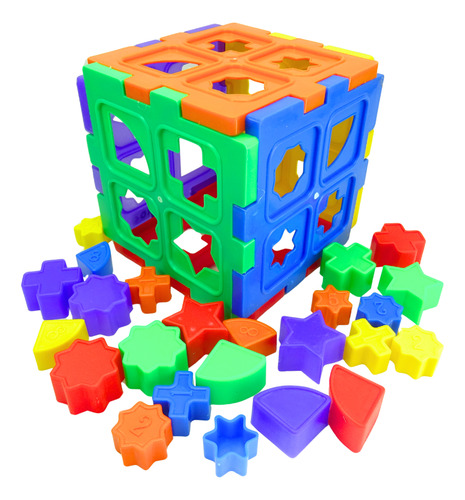 Cubo Con Figuras Geométricas Juegos Didáctico Montessori Variado