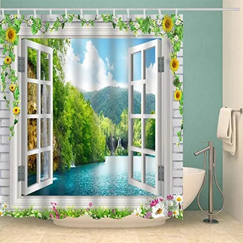 V Cortina De Ducha Dodou 3d Con Forma De Sol Y Flor, Playa,