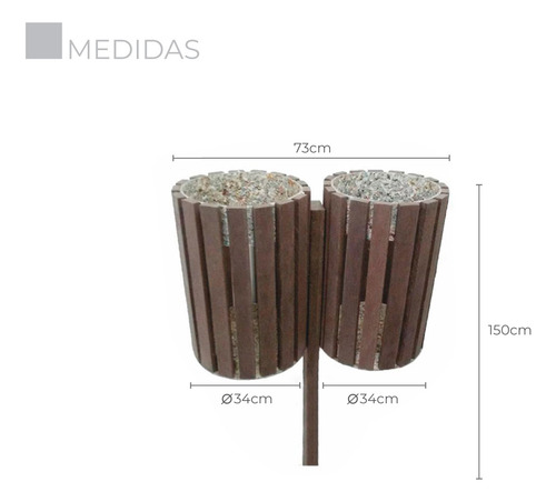 Lixeira Madeira Plástica Dupla 80 Litros 100% Reciclada