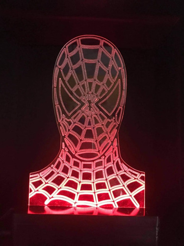 Lampara 3d Spiderman De Acrilico Lampara Con Luz Led. 