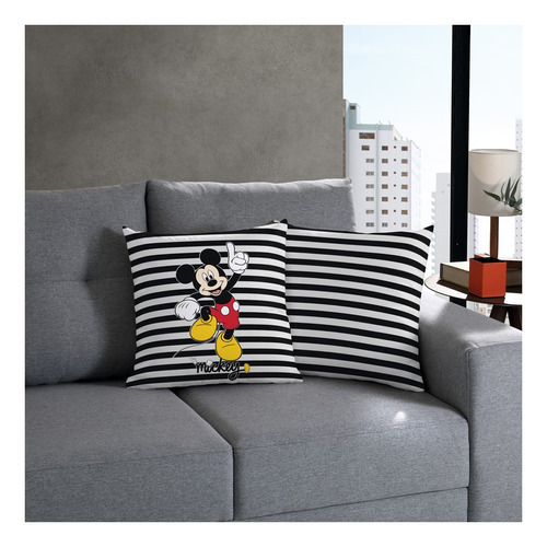 Capa De Almofada Decorativa Personagens Disney Bella Janela Cor Preto Mickey Classic