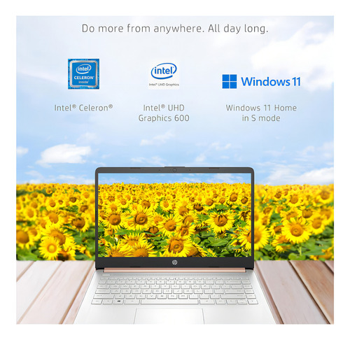 HP Stream Laptop 14" 16GB Intel Celeron N4120 Windows 11S Color Rosa Metálico